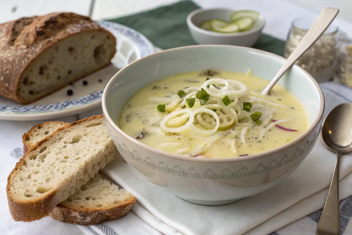 Käse-Lauch-Suppe mit Brot
